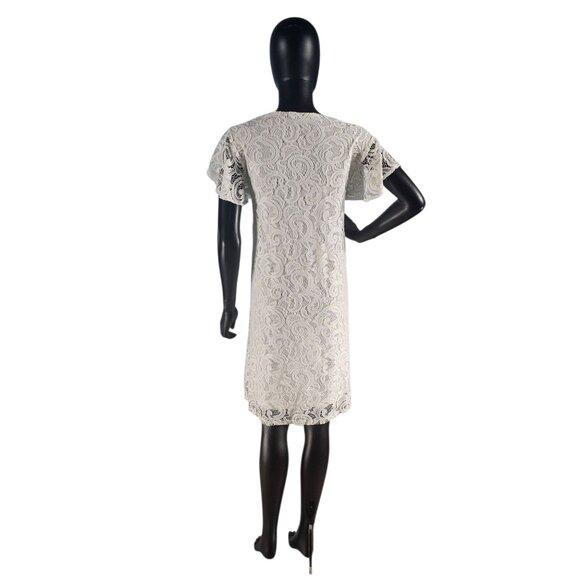 White Lace V-Neck Flutter Sleeve - Dana Buchman - Picture 4 of 7